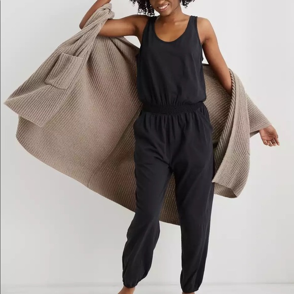 aerie Pants - Aerie Black Cotton Jumpsuit with Pockets - NWT Size L